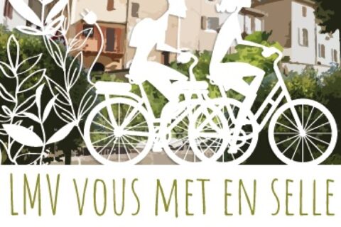 Flyer de l'opération LMV vous met en selle (aide à l'acquisition d'un vélo neuf ou d'occasion, avec ou sans assistance électrique). Jusqu'à 30% remboursés (plafond 300 euros max)